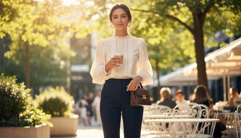 Moderne ženske pantalone i romantična košulja