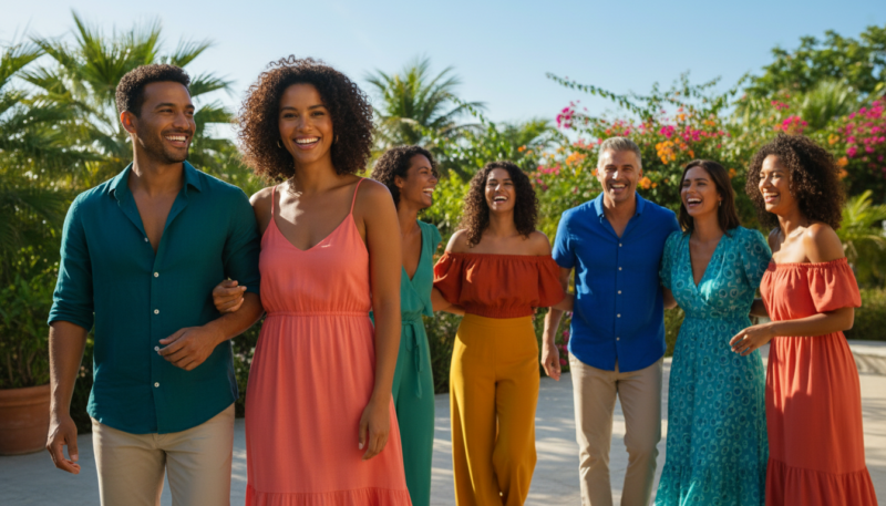 preplanuli ten i vibrantne nijanse odeće